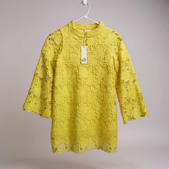 GB Girls Yellow Sheath Dress‎ with Bell Sleeves M - Picture 1 of 3